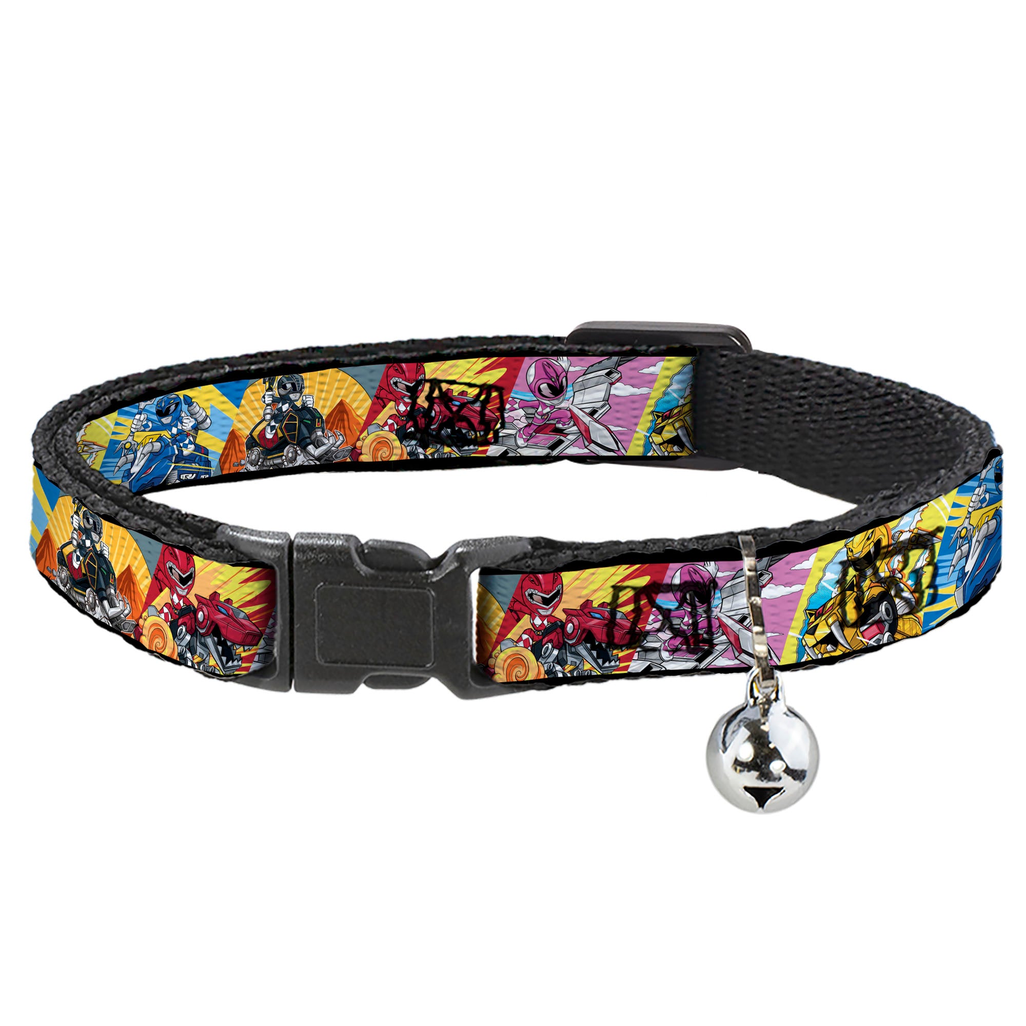 Breakaway Cat Collar with Bell - Power Rangers and Zord Action Pose Blocks