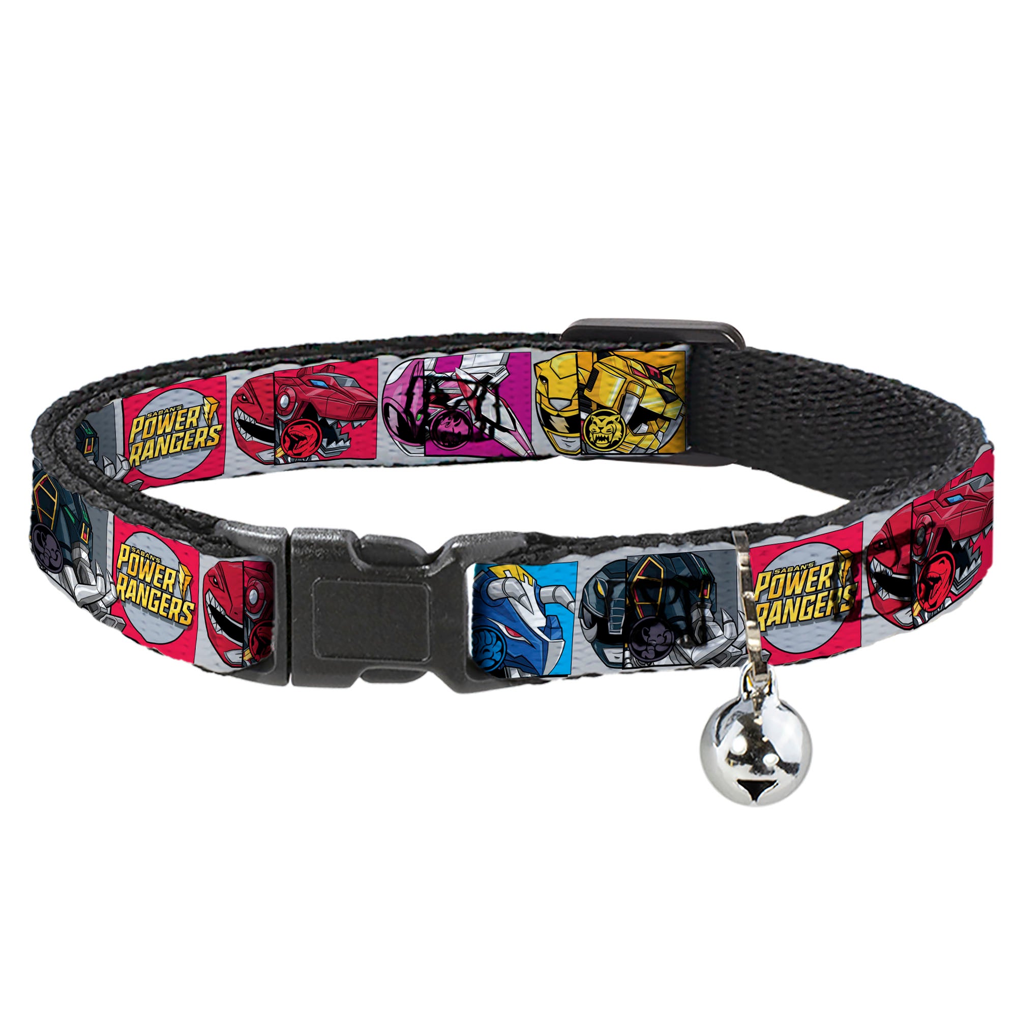 Breakaway Cat Collar with Bell - SABAN'S POWER RANGERS Ranger Zord and Icon Blocks and Title Logo