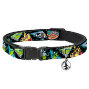 Cat Collar Breakaway with Bell - ROCKO'S MODERN LIFE Character Portraits Triangles Black Blue Breakaway Cat Collars Ren and Stimpy