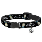 Breakaway Cat Collar with Bell - Rick and Morty Rick GET BACK IN THE CAR Pose Black/White Breakaway Cat Collars Rick and Morty   