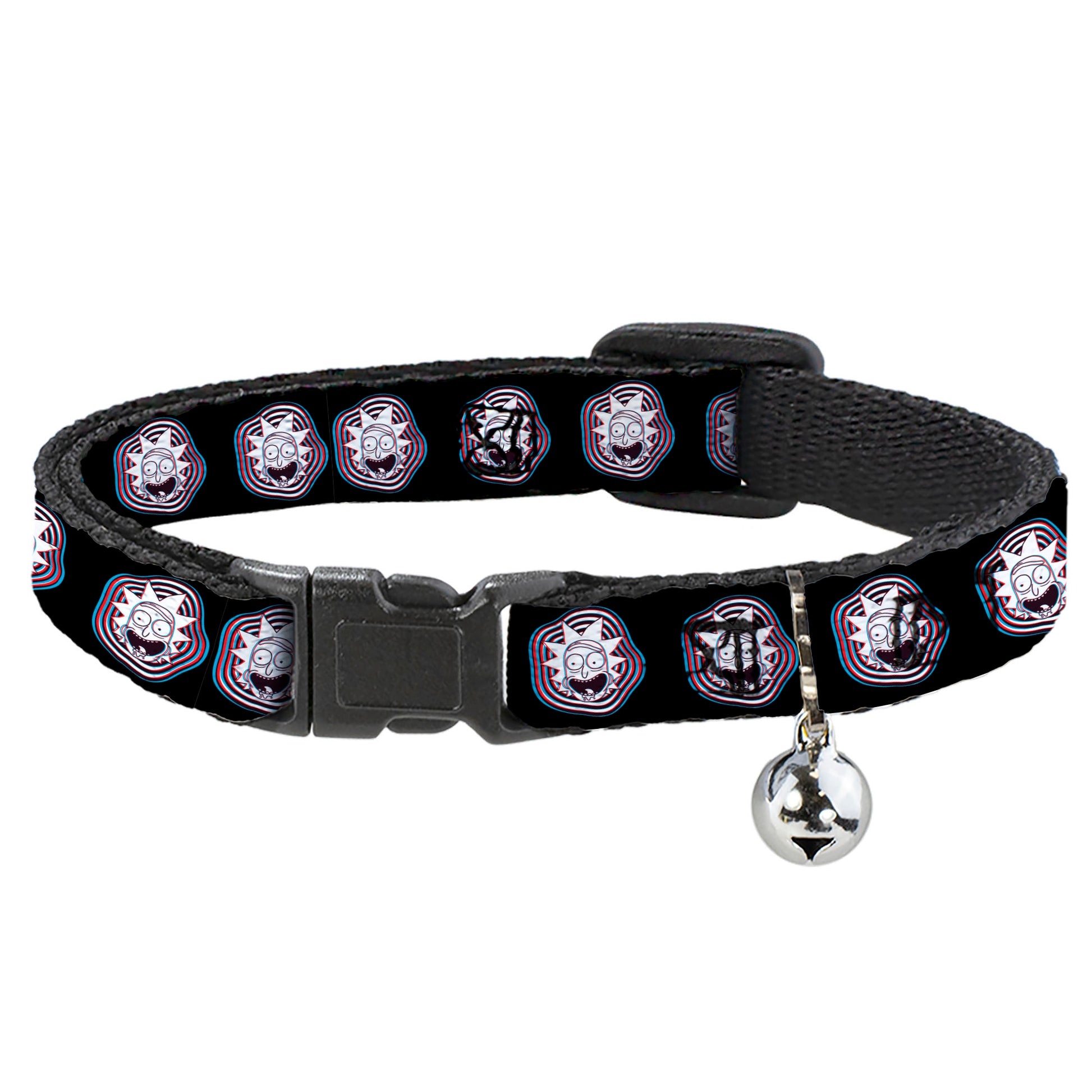 Breakaway Cat Collar with Bell - Rick and Morty Rick Vaporwave Bullseye Black/Blue/Red/White Breakaway Cat Collars Rick and Morty   