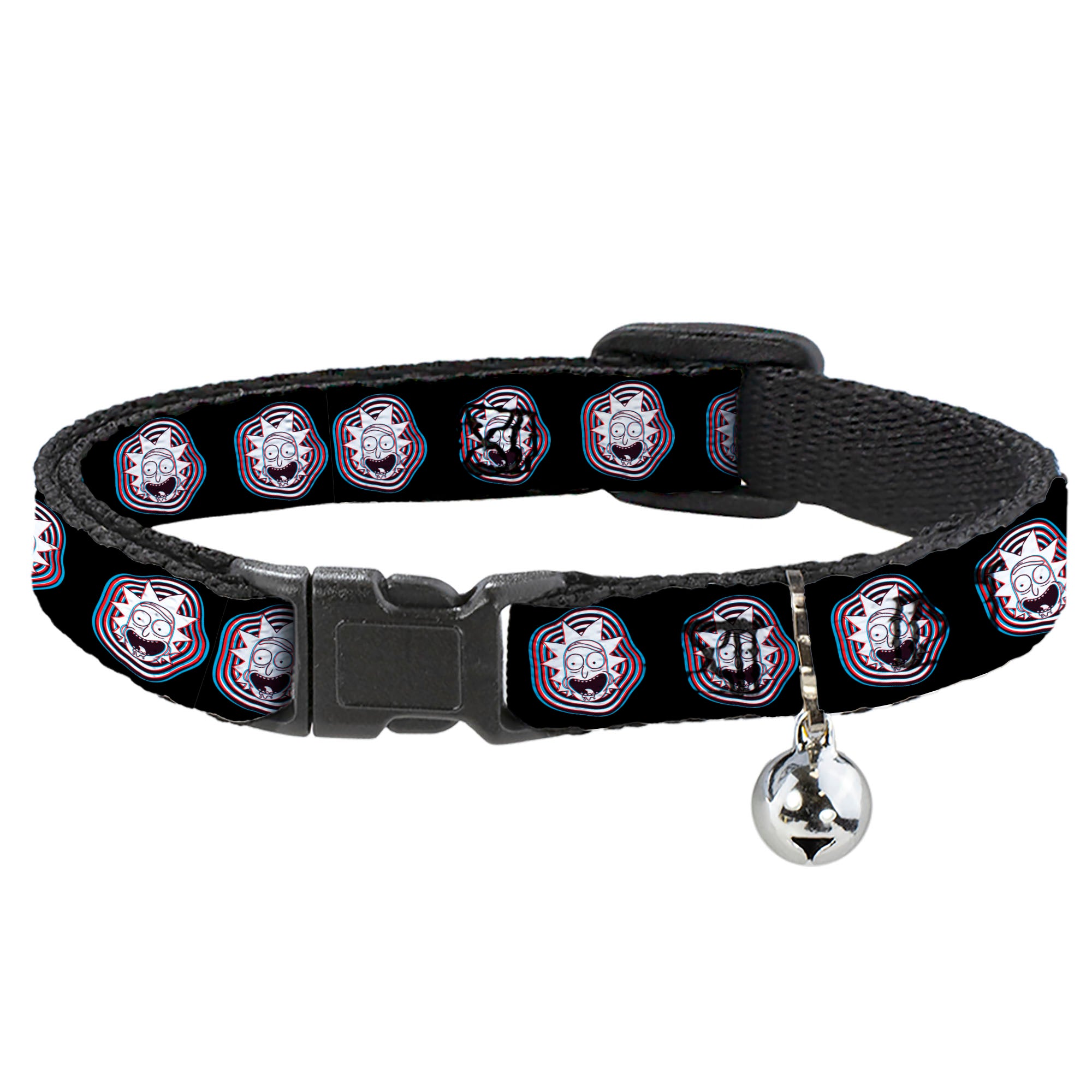 Breakaway Cat Collar with Bell - Rick and Morty Rick Vaporwave Bullseye Black/Blue/Red/White Breakaway Cat Collars Rick and Morty   