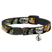 Breakaway Cat Collar with Bell - ROCKET POWER RP Logo/4-Character Faces CLOSE-UP Black/Green/Blue Breakaway Cat Collars Rocket Power