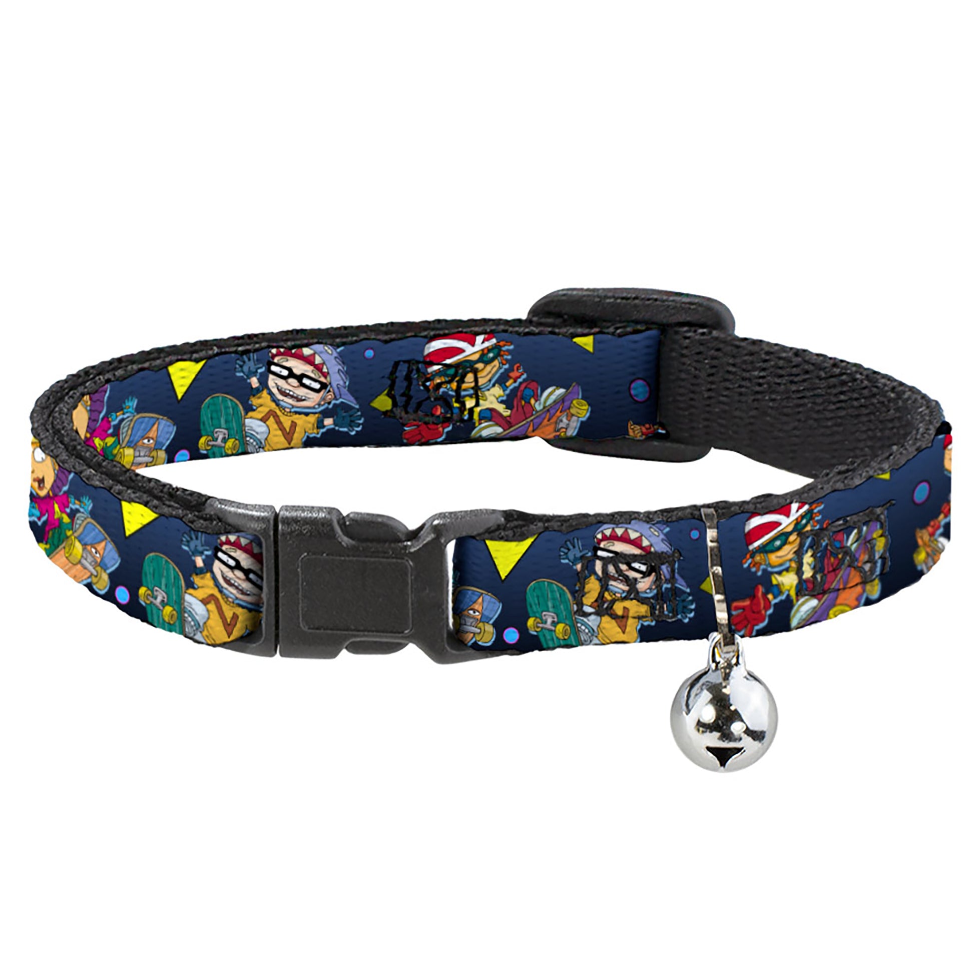 Breakaway Cat Collar with Bell - Rocket Power 4-Character Action Poses/Shapes Cool Gray/Multi Color Breakaway Cat Collars Rocket Power