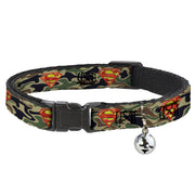 Cat Collar Breakaway - Superman Shield Camo Olive Breakaway Cat Collars DC Comics