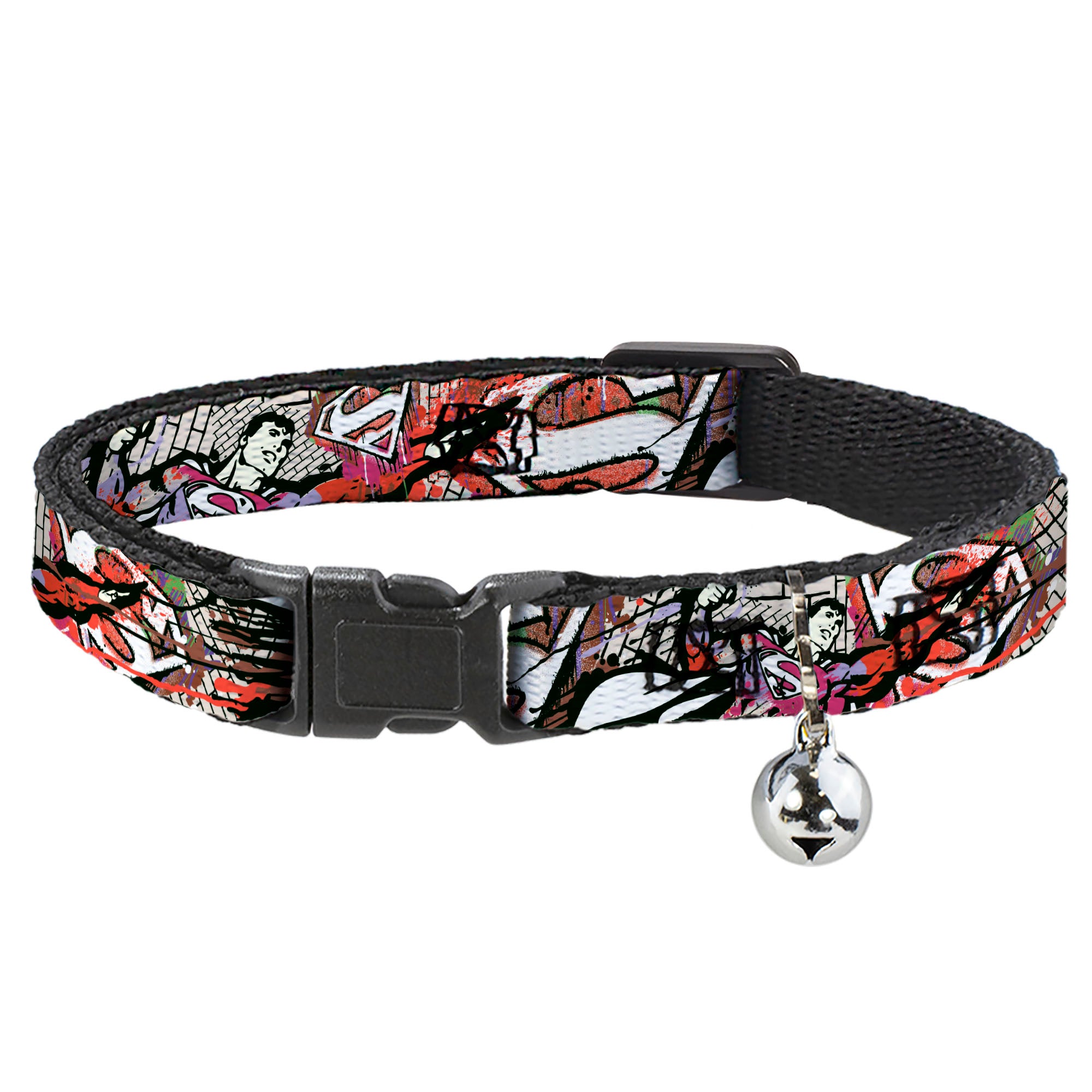Cat Collar Breakaway - Superman Color Flying Bricks Scene Breakaway Cat Collars DC Comics