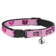 Cat Collar Breakaway - Superman Shield Pink Breakaway Cat Collars DC Comics