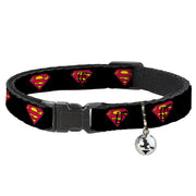 Cat Collar Breakaway - Superman Shield Black Breakaway Cat Collars DC Comics