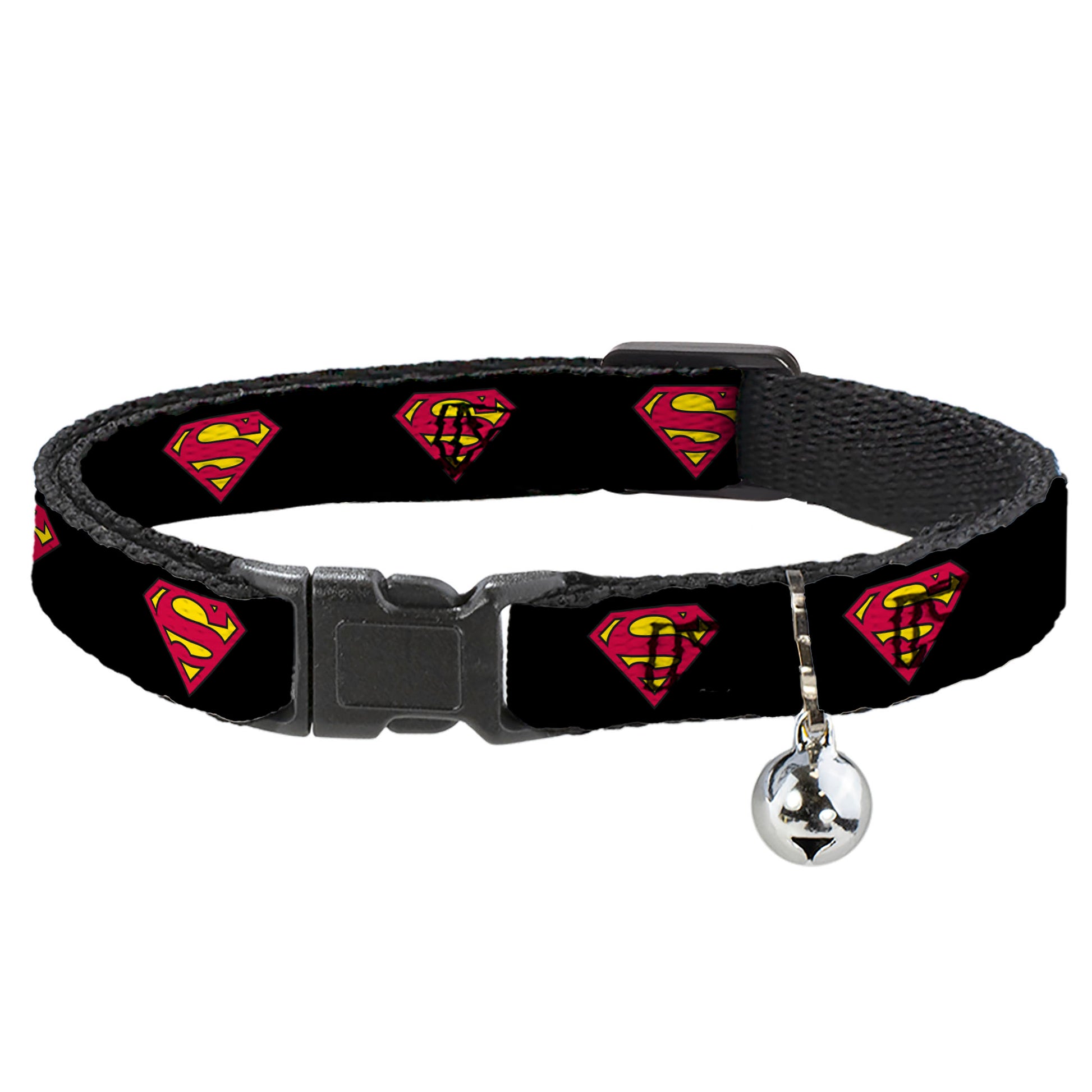 Cat Collar Breakaway - Superman Shield Black Breakaway Cat Collars DC Comics
