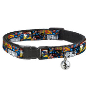 Cat Collar Breakaway - SUPERMAN Action Blocks White Breakaway Cat Collars DC Comics