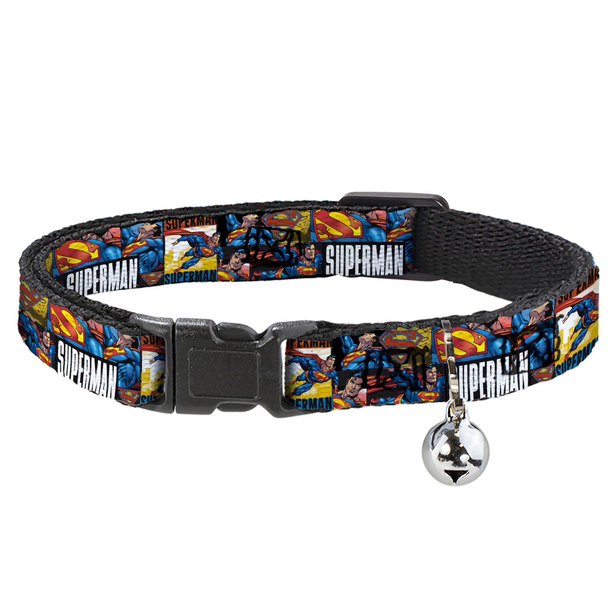 Cat Collar Breakaway - SUPERMAN Action Blocks White Breakaway Cat Collars DC Comics