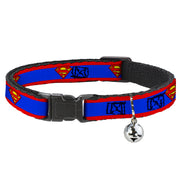 Cat Collar Breakaway - Superman Shield Stripe Red Blue Breakaway Cat Collars DC Comics