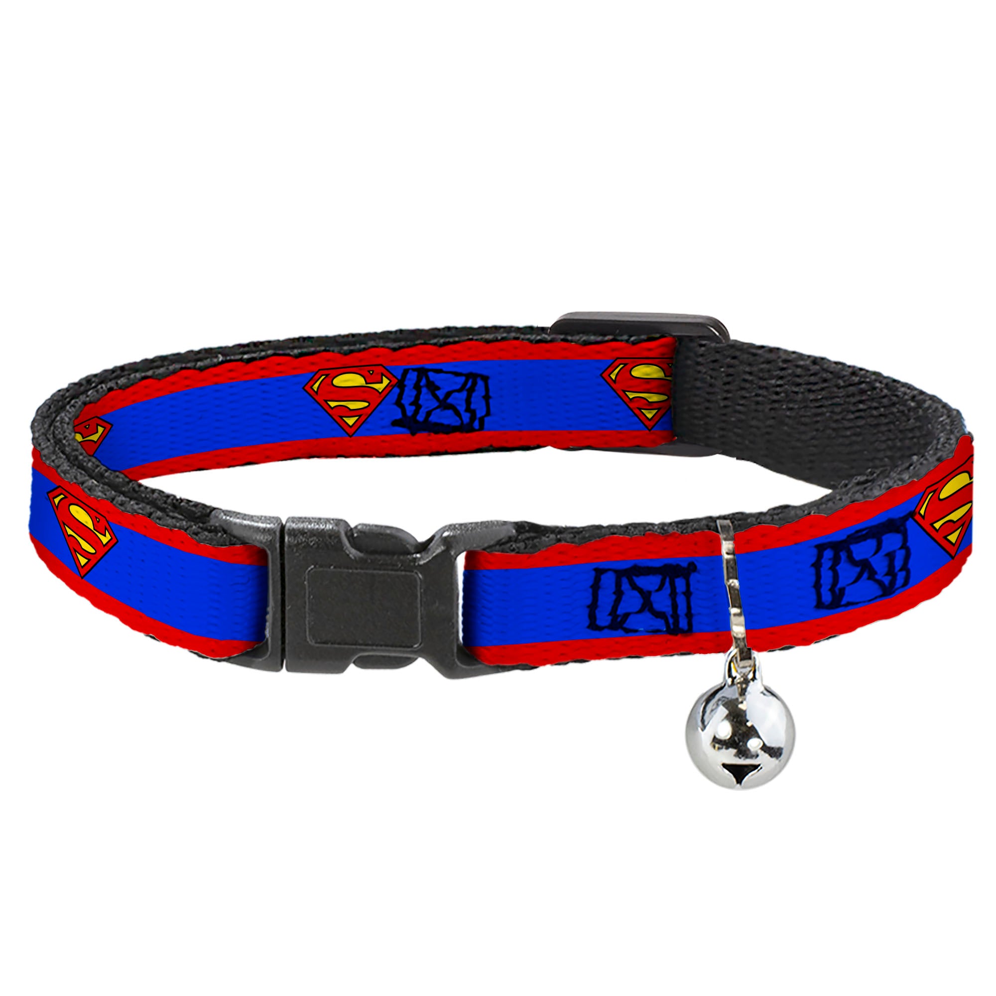 Cat Collar Breakaway - Superman Shield Stripe Red Blue Breakaway Cat Collars DC Comics