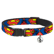 Cat Collar Breakaway - Superman Shield CLOSE-UP Blue Red Yellow Breakaway Cat Collars DC Comics