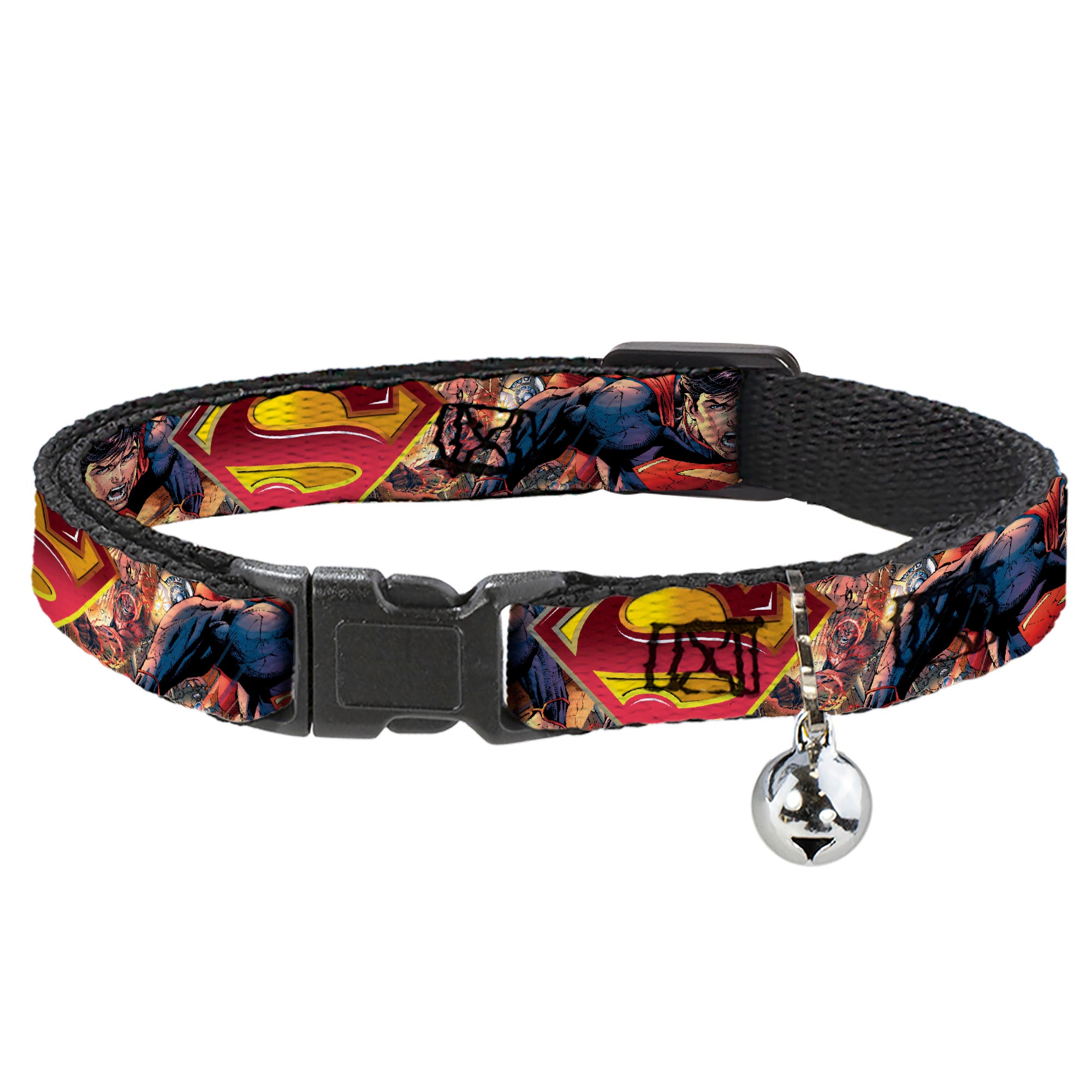 Cat Collar Breakaway - Superman Unchained Explosion Action Pose Wraith Shield Golds Reds Breakaway Cat Collars DC Comics