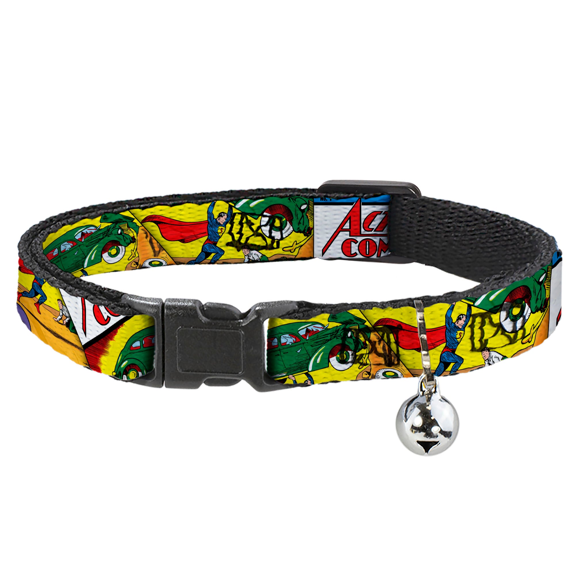 Cat Collar Breakaway - Classic ACTION COMICS Issue #1 Cover Superman Lifting Car Stacked Breakaway Cat Collars DC Comics