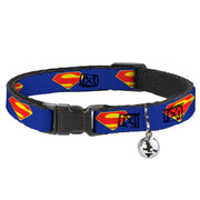 Cat Collar Breakaway with Bell - DC League of Super-Pets Superman Shield Logo Blue Red Yellow Breakaway Cat Collars DC Comics