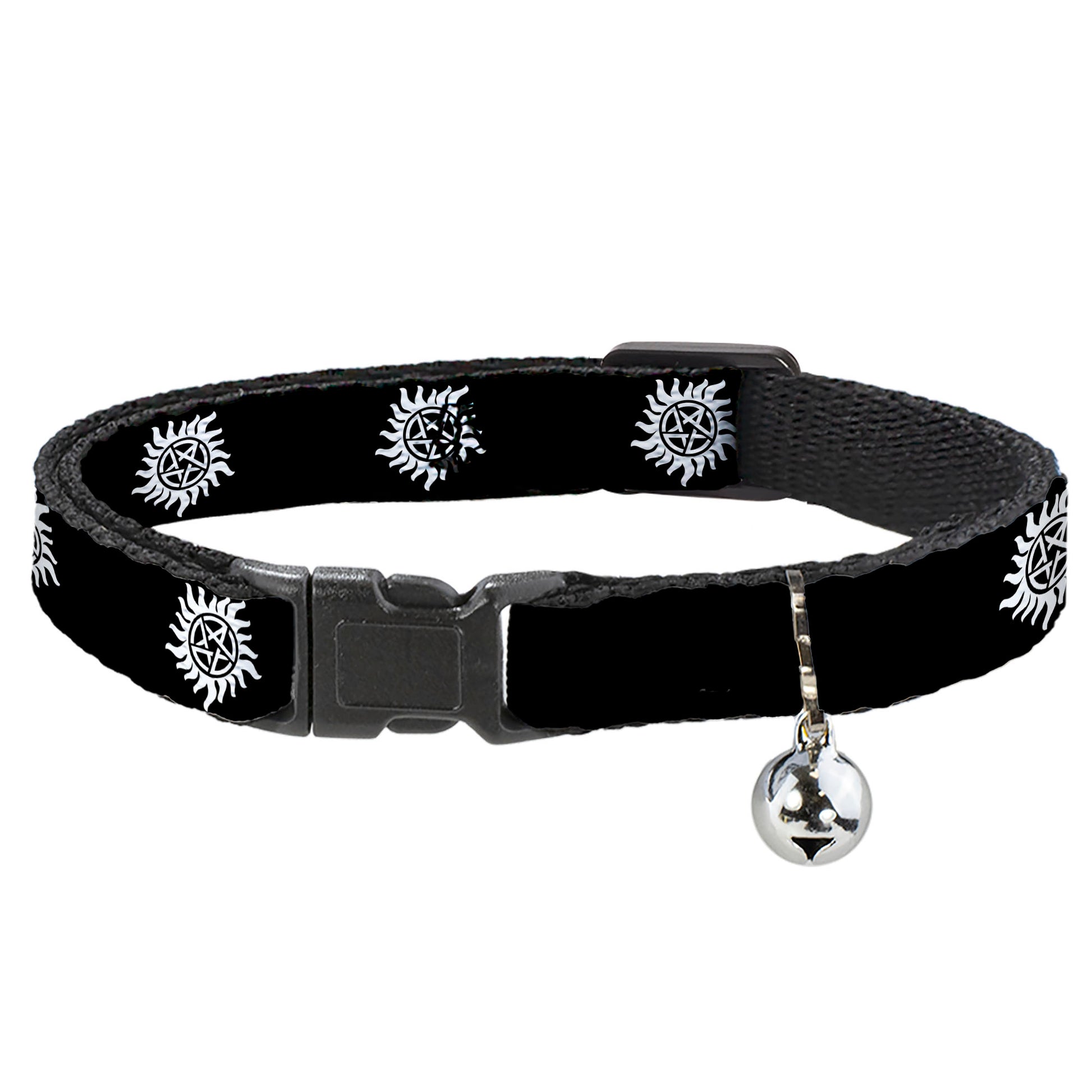 Cat Collar Breakaway - Winchester Pentagram Repeat Black White Breakaway Cat Collars Supernatural