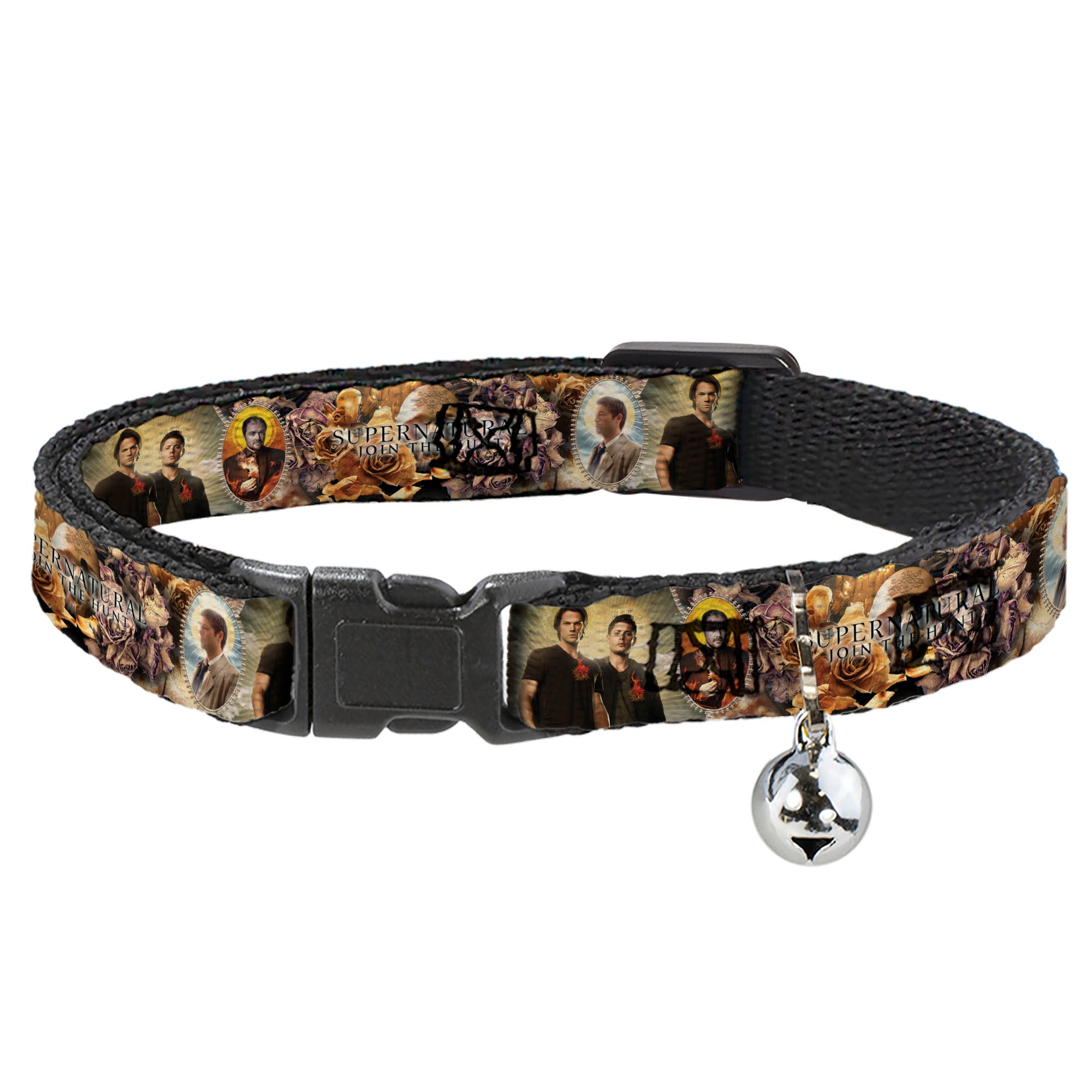 Cat Collar Breakaway - SUPERNATURAL 4-Character Saintly Icons Skull & Roses Breakaway Cat Collars Supernatural
