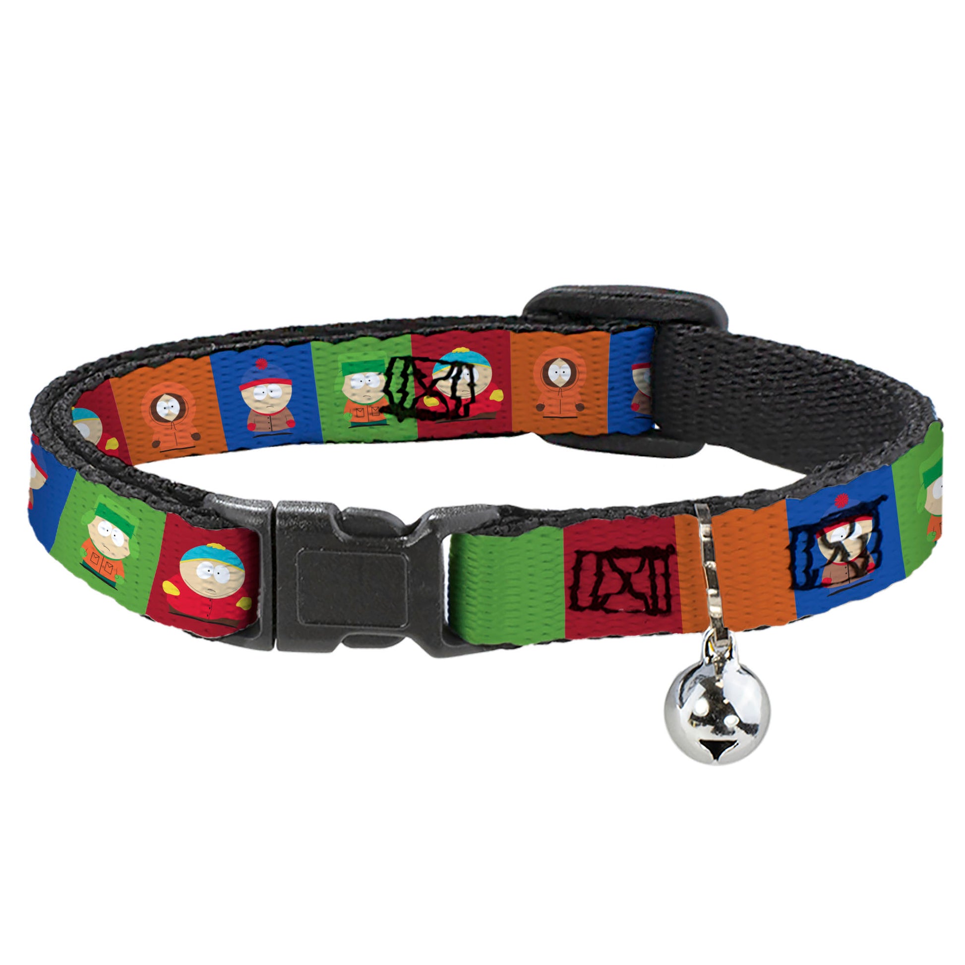 Breakaway Cat Collar with Bell - South Park Boys Pose Blocks Multi Color Breakaway Cat Collars South Park