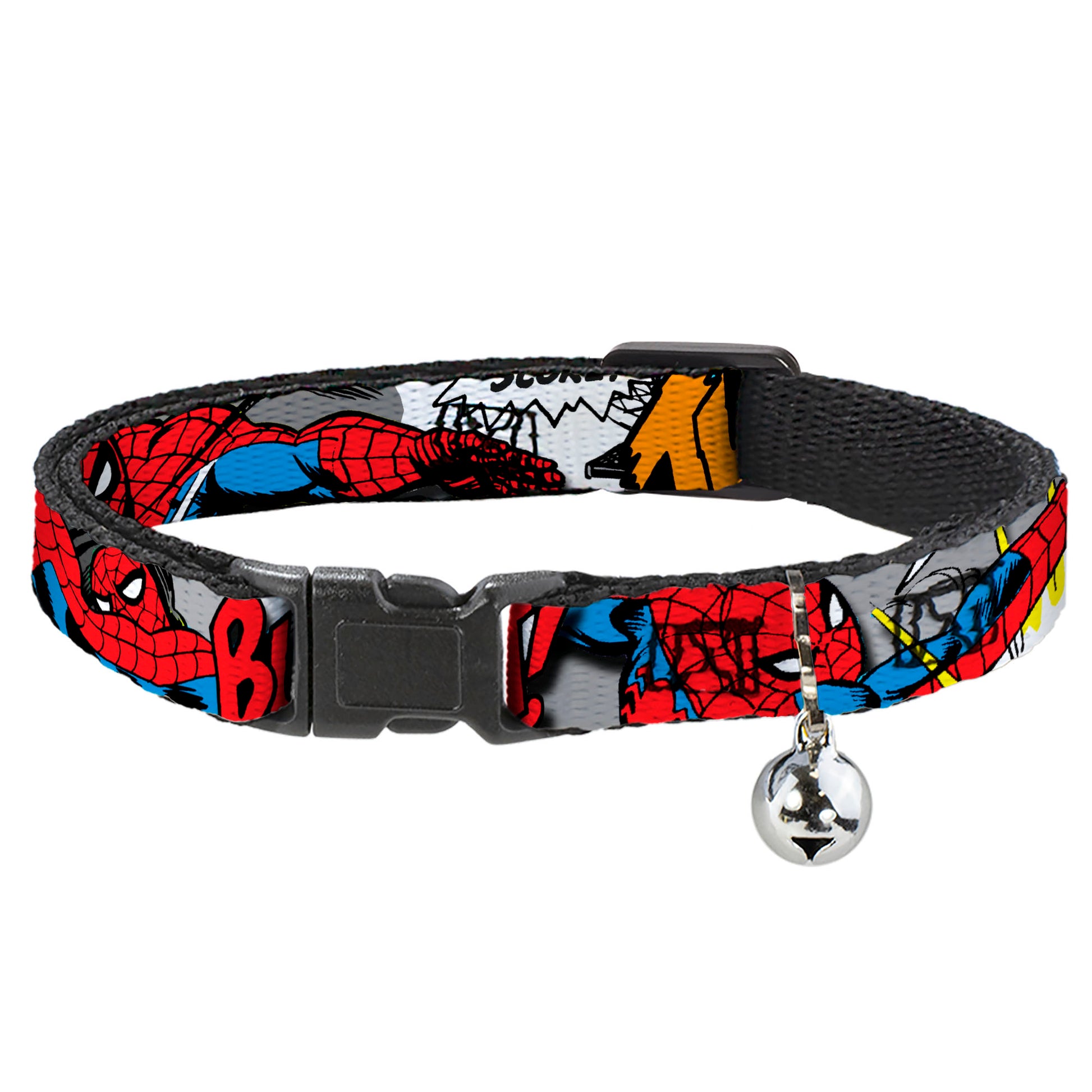 MARVEL COMICS Cat Collar Breakaway - Spider-Man w Action Verbiage Breakaway Cat Collars Marvel Comics