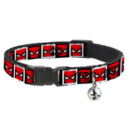 Cat Collar Breakaway - Spider-Man Face Black White Blocks Breakaway Cat Collars Marvel Comics