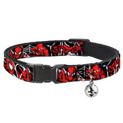 ULTIMATE SPIDER-MAN Cat Collar Breakaway - SPIDER-MAN 3-Poses Spider Web Sketch Black White Red Breakaway Cat Collars Marvel Comics