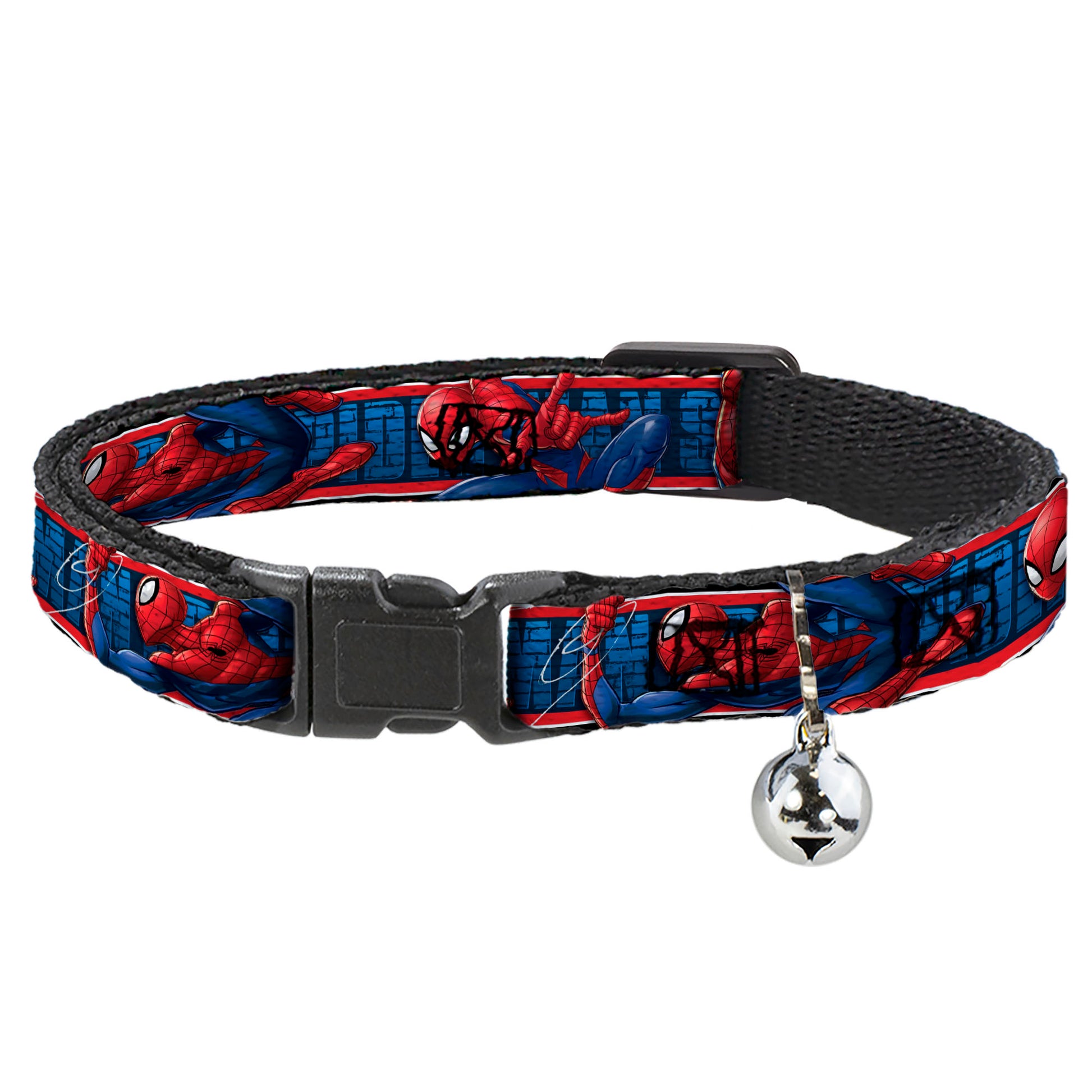 ULTIMATE SPIDER-MAN Cat Collar Breakaway - SPIDER-MAN 3-Action Poses Bricks Stripe Blues Red White Breakaway Cat Collars Marvel Comics