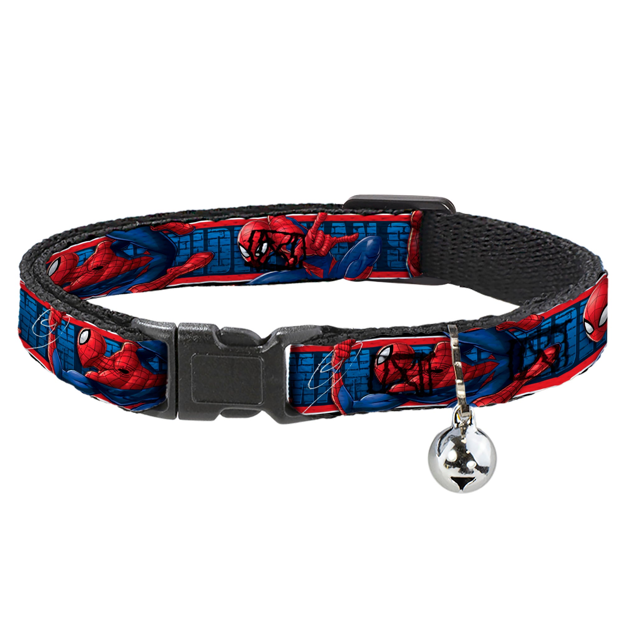 ULTIMATE SPIDER-MAN Cat Collar Breakaway - SPIDER-MAN 3-Action Poses Bricks Stripe Blues Red White Breakaway Cat Collars Marvel Comics