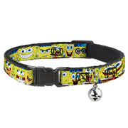 Cat Collar Breakaway with Bell - SpongeBob Expressions Stripe Blue Breakaway Cat Collars SpongeBob SquarePants