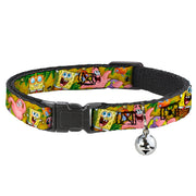 Cat Collar Breakaway with Bell - SpongeBob & Patrick Starfish Poses Pineapple Gold Breakaway Cat Collars SpongeBob SquarePants