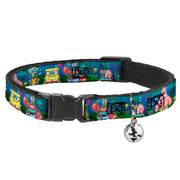 Breakaway Cat Collar with Bell - SpongeBob & Friends 8-Bit Scene Breakaway Cat Collars SpongeBob SquarePants