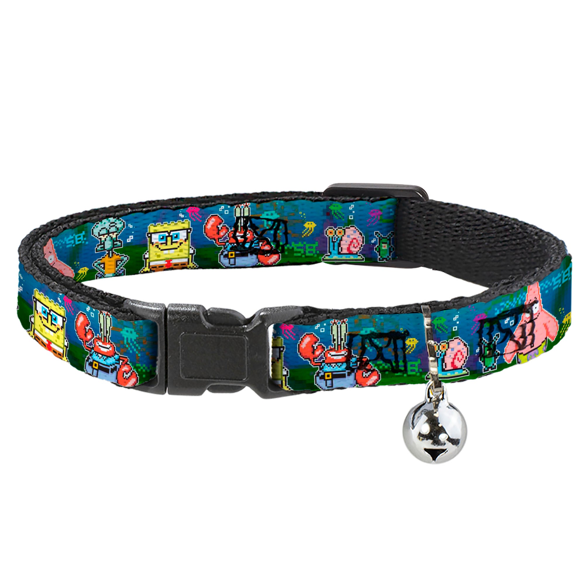 Breakaway Cat Collar with Bell - SpongeBob & Friends 8-Bit Scene Breakaway Cat Collars SpongeBob SquarePants
