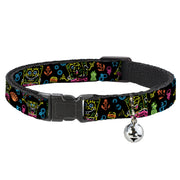 Cat Collar Breakaway with Bell - Electric SpongeBob Poses Elements Black Multi Color Breakaway Cat Collars SpongeBob SquarePants