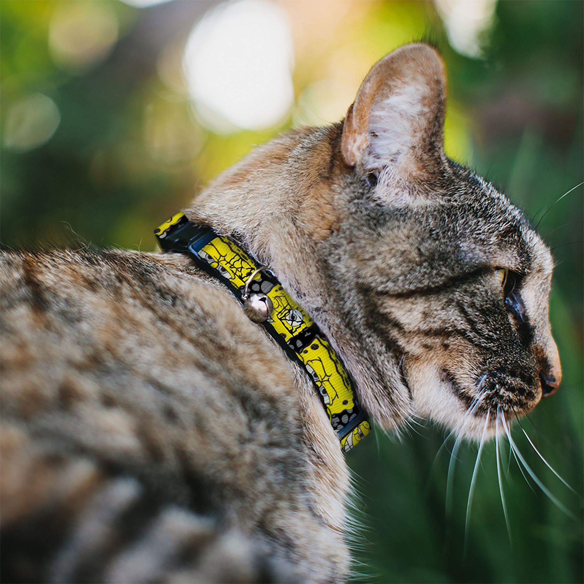 Cat Collar Breakaway with Bell - SpongeBob 4-CLOSE-UP Expressions Crackle Black Gray Yellow Breakaway Cat Collars SpongeBob SquarePants