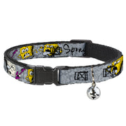 Cat Collar Breakaway with Bell - SpongeBob 3-Poses SPONGEITUDE Grays Black Breakaway Cat Collars SpongeBob SquarePants