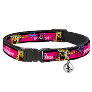 Cat Collar Breakaway with Bell - SpongeBob Pose IT'S SPONGEBOB! Stripe Black Pink Blue White Breakaway Cat Collars SpongeBob SquarePants