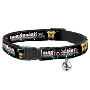 Cat Collar Breakaway with Bell - SpongeBob Arms Up Rainbow Pose IMAGINAAATION Black Multi Color Breakaway Cat Collars SpongeBob SquarePants