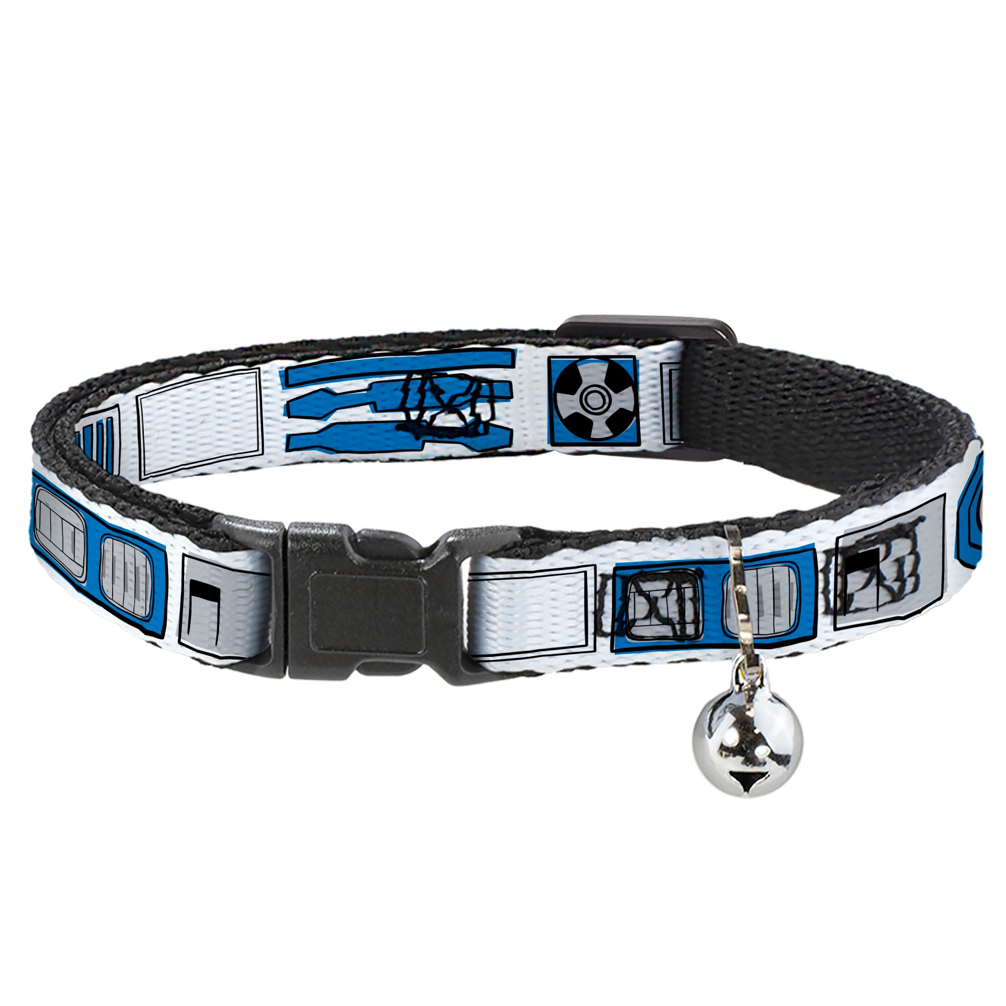 Cat Collar Breakaway - Star Wars R2-D2 Bounding Parts White Black Blue Gray Red Breakaway Cat Collars Star Wars
