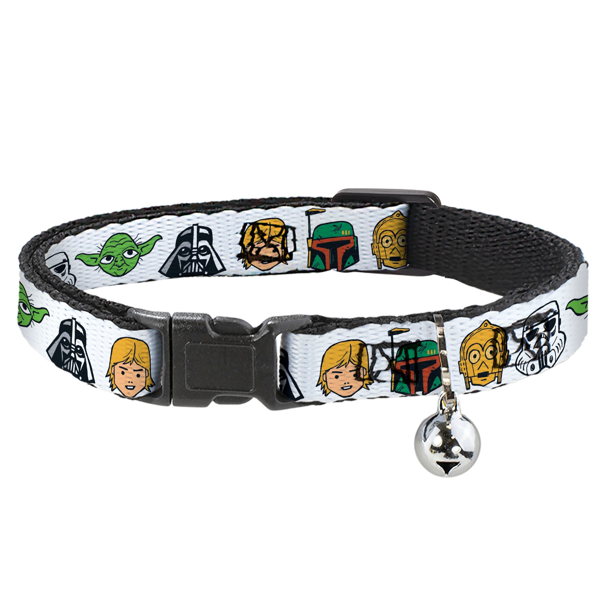 Cat Collar Breakaway with Bell - Star Wars 6-Character Faces White Breakaway Cat Collars Star Wars