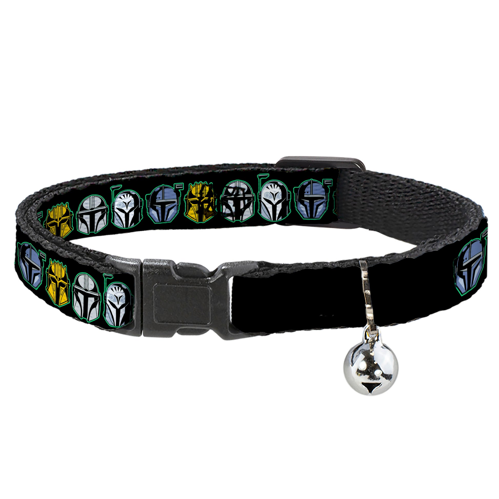 Breakaway Cat Collar with Bell - Star Wars the Mandalorian Helmets Black/Multi Color Breakaway Cat Collars Star Wars
