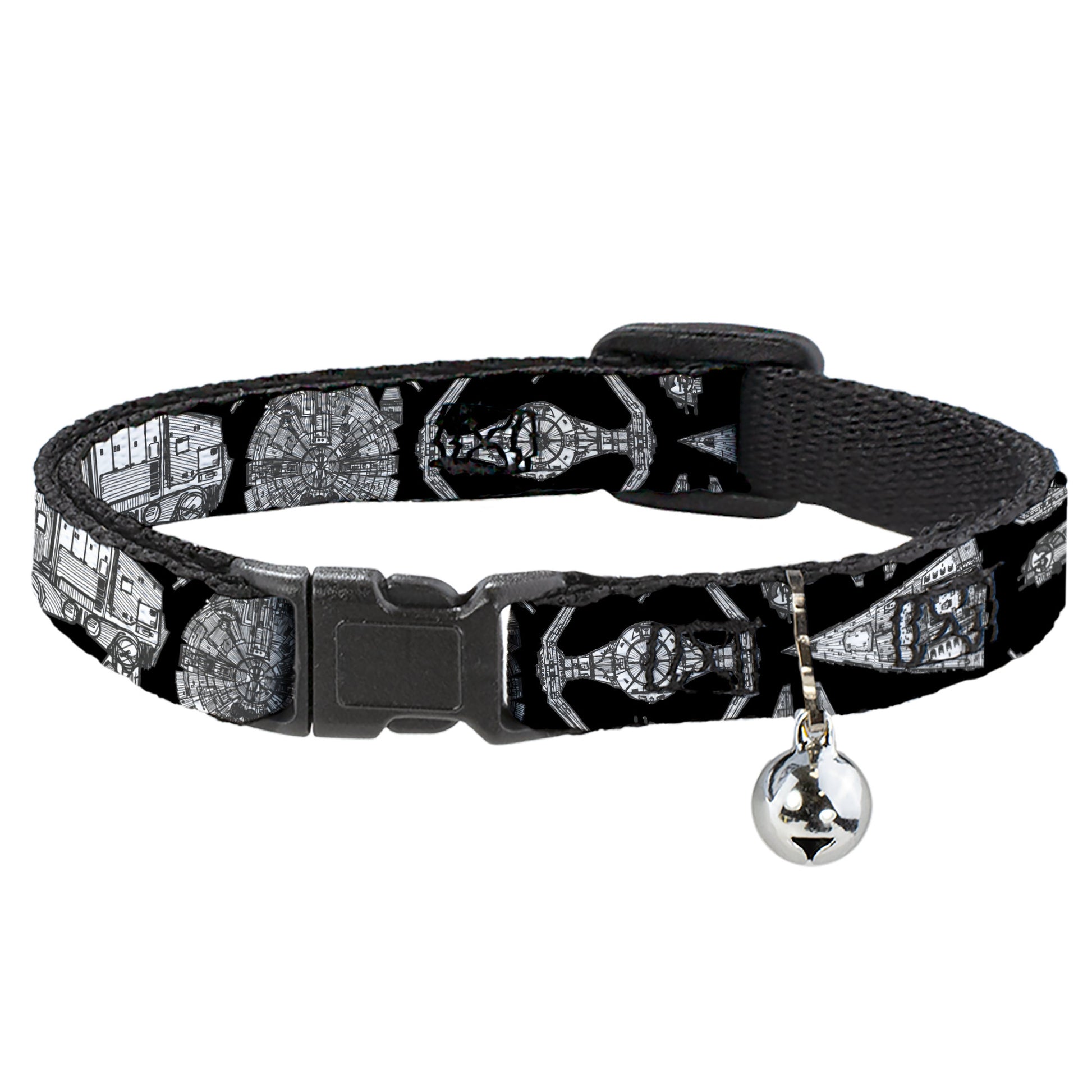 Breakaway Cat Collar with Bell - Star Wars Ships and Vehicles Black/Grays Breakaway Cat Collars Star Wars   