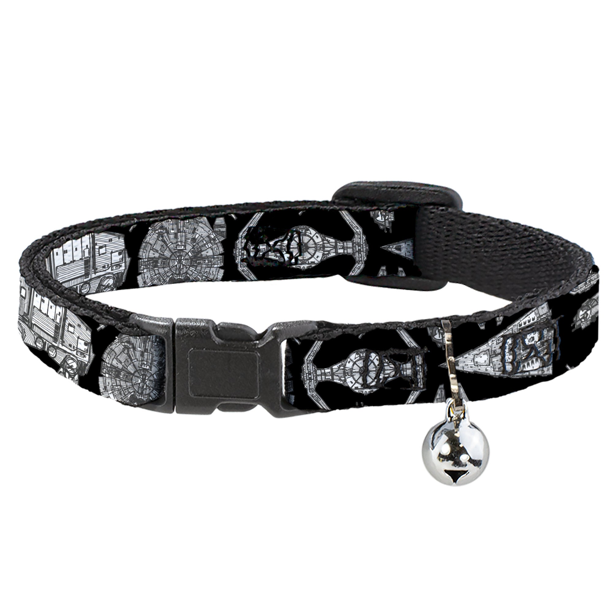 Breakaway Cat Collar with Bell - Star Wars Ships and Vehicles Black/Grays Breakaway Cat Collars Star Wars   