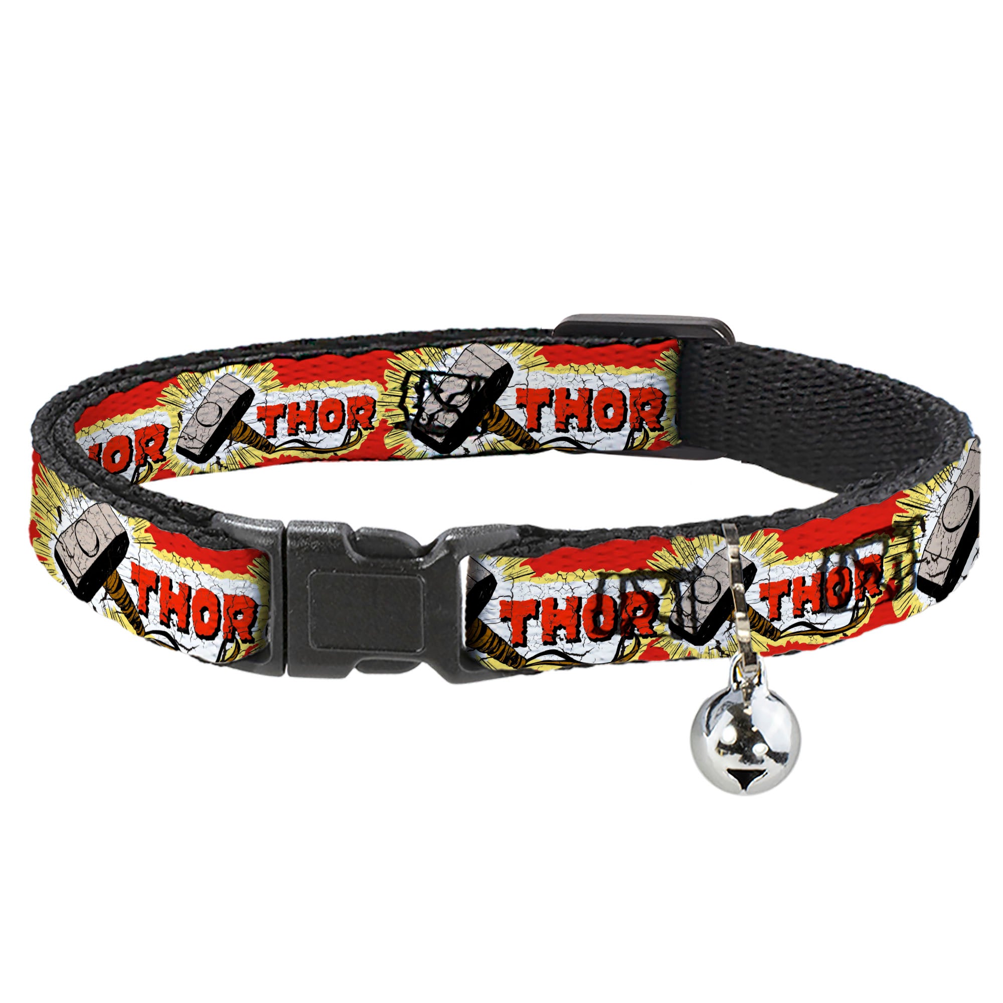 Cat Collar Breakaway - THOR & Hammer Red Yellow White Breakaway Cat Collars Marvel Comics