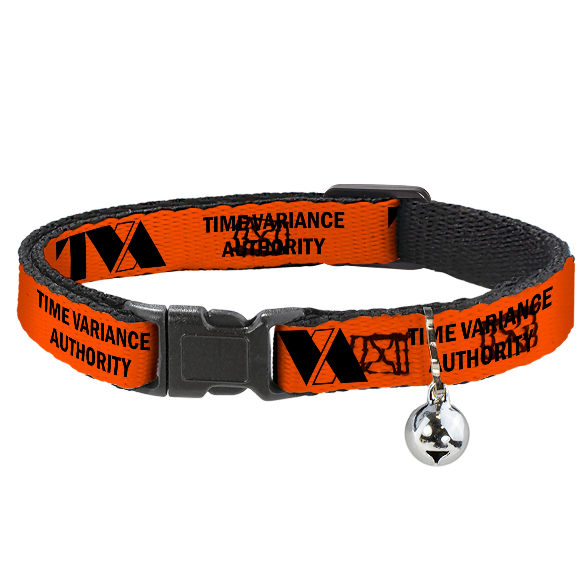 Cat Collar Breakaway with Bell - Loki Series TVA TIME VARIANCE AUTHORITY Text Orange Black Breakaway Cat Collars Marvel Comics