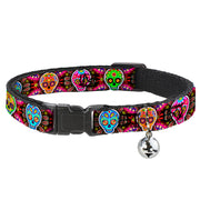 Cat Collar Breakaway with Bell - Six Sugar Skulls Multi Color Breakaway Cat Collars Thaneeya McArdle