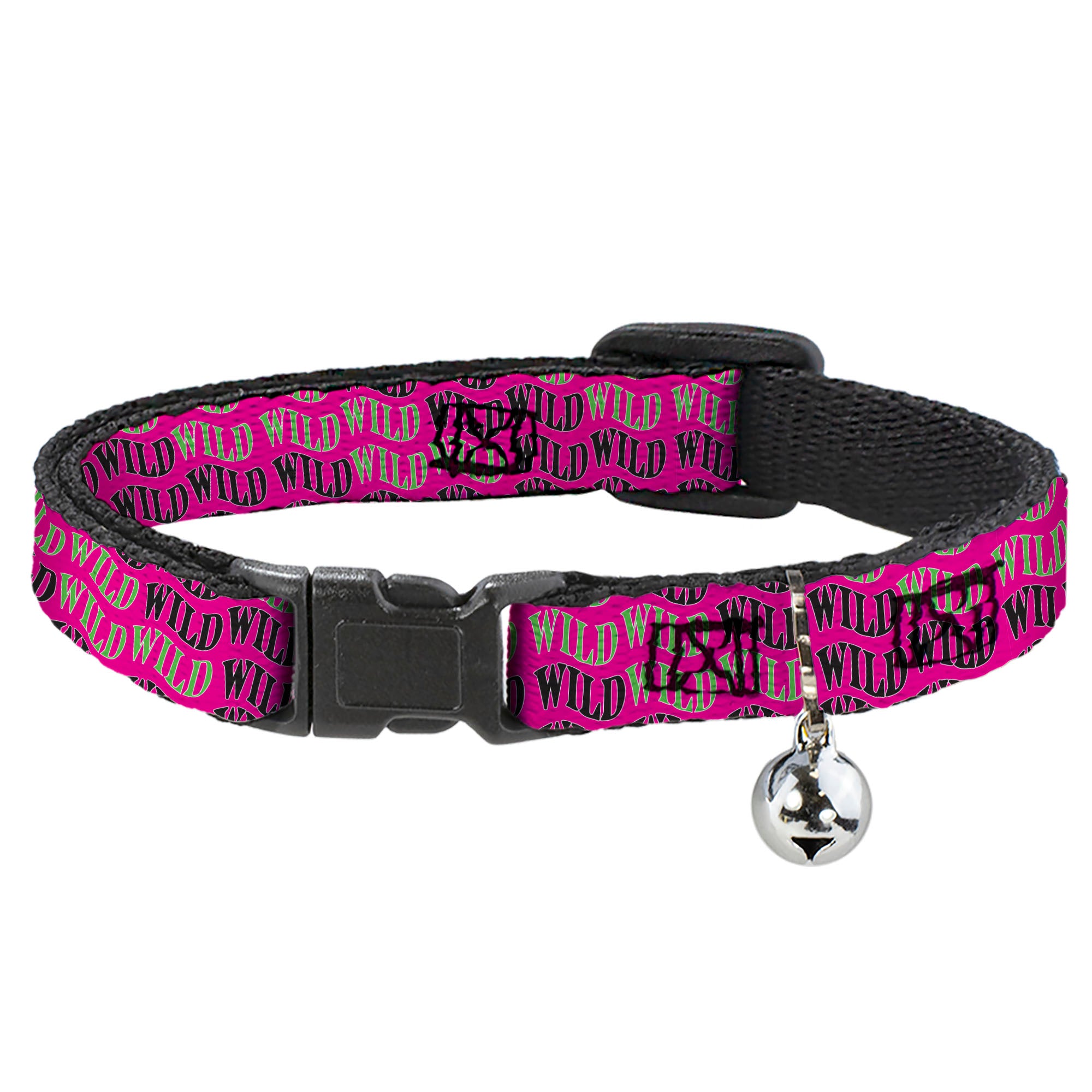 Breakaway Cat Collar with Bell - Wheel of Fortune WILD Text Wave Pink/Green/Black Breakaway Cat Collars Wheel of Fortune