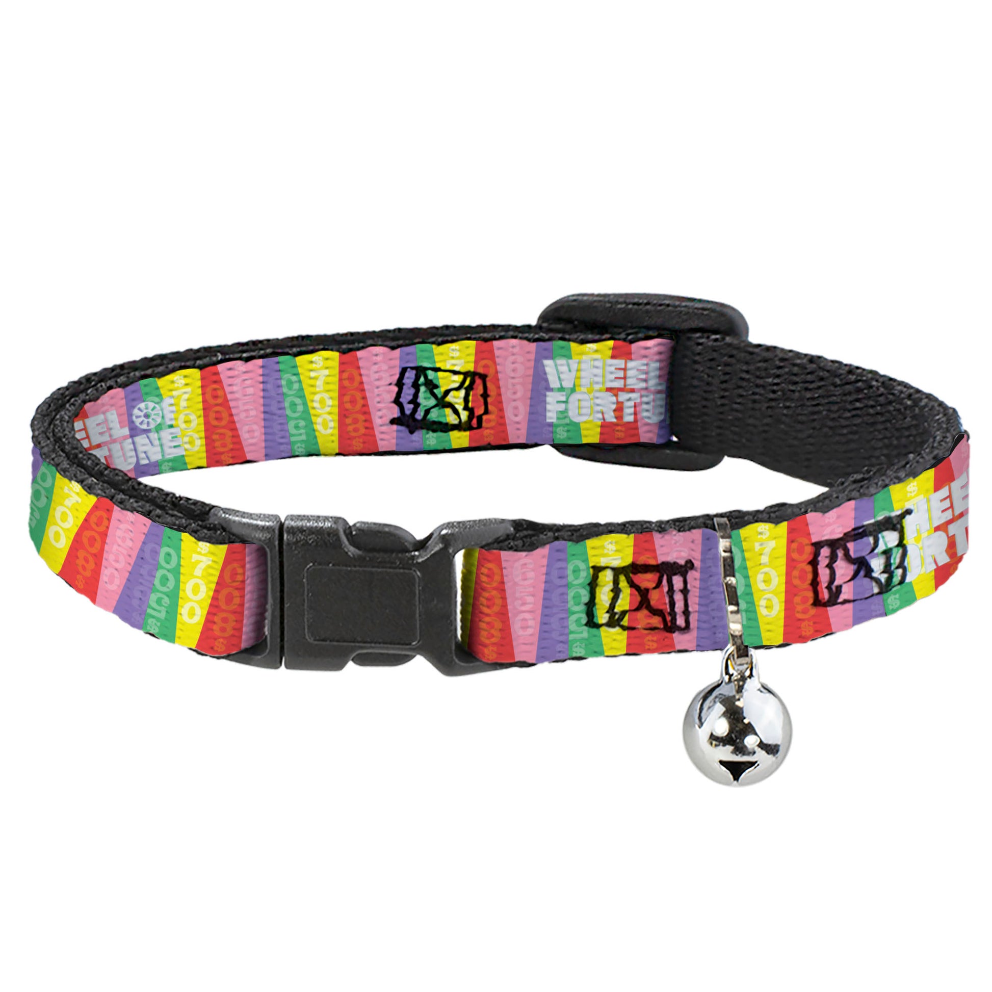 Breakaway Cat Collar with Bell - WHEEL OF FORTUNE Cash Prize Wedges Multi Color/White Breakaway Cat Collars Wheel of Fortune