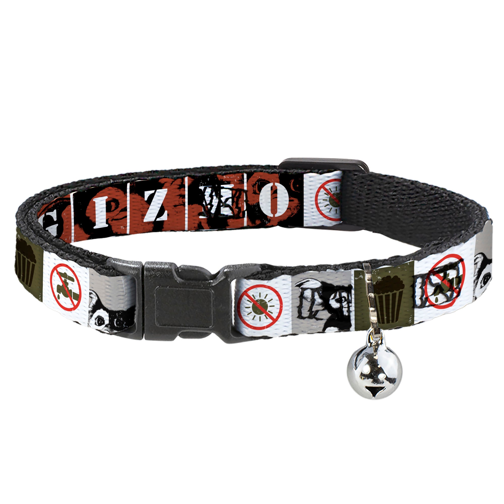 Cat Collar Breakaway - Gremlins GIZMO Poses Rules Blocks Red Greens Grays White Breakaway Cat Collars Gremlins