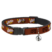 Breakaway Cat Collar with Bell - Willy Wonka and the Chocolate Factory WONKA BAR Logo Brown/Yellow/White Breakaway Cat Collars Willy Wonka and the Chocolate Factory